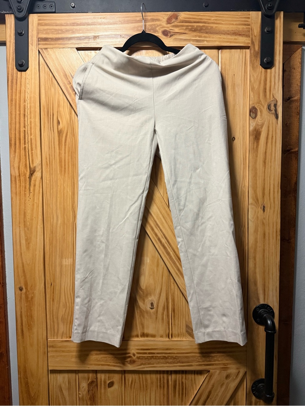 Rachel Zoe Cream Straight-Leg Pull-On Pants